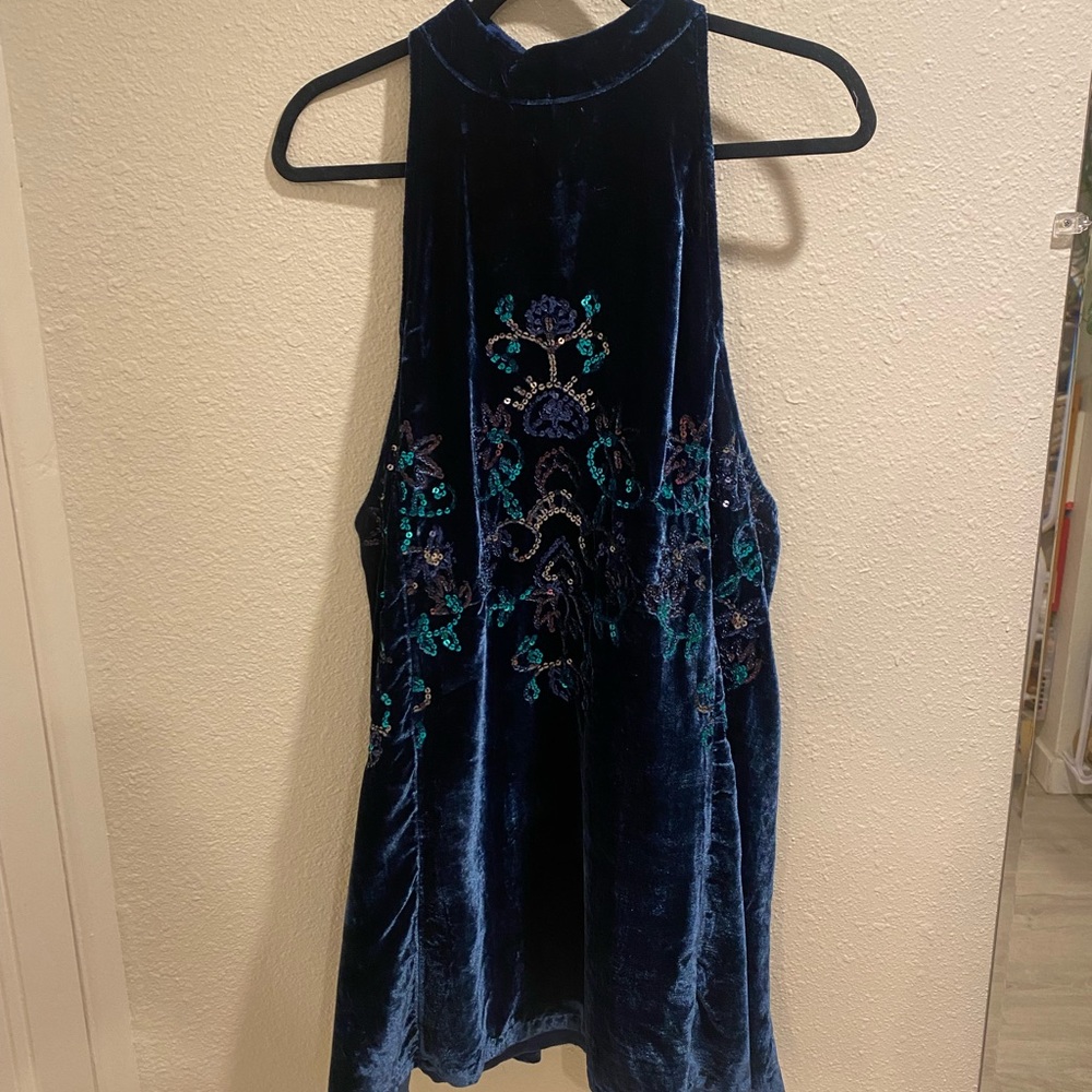 Free People - Blue Velvet Sequin A-line Mini Size M